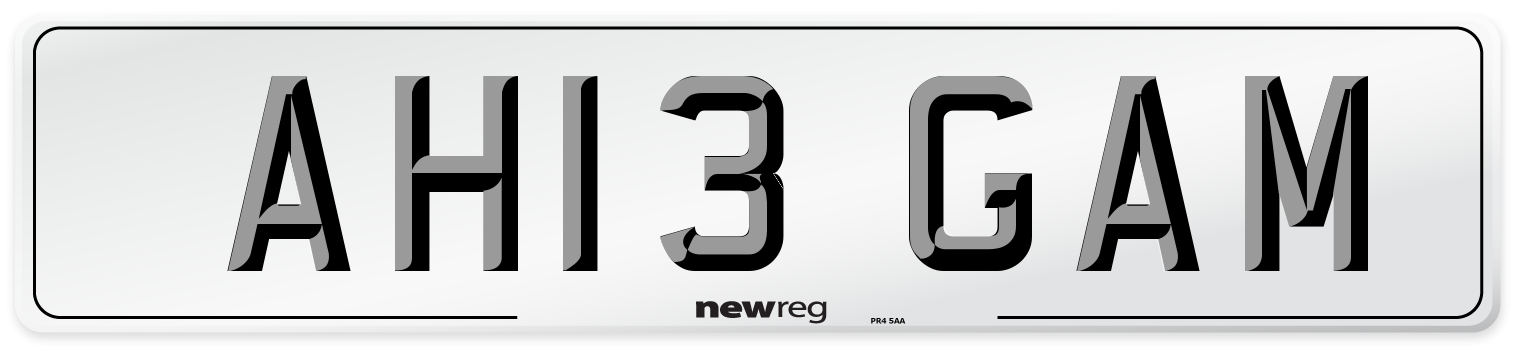 AH13 GAM Number Plate from New Reg